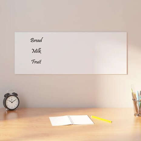 Magneetbord voor aan de wand 80x30 cm gehard glas wit 1