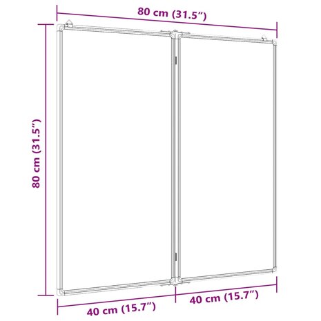 Whiteboard magnetisch inklapbaar 80x80x1,7 cm aluminium 7