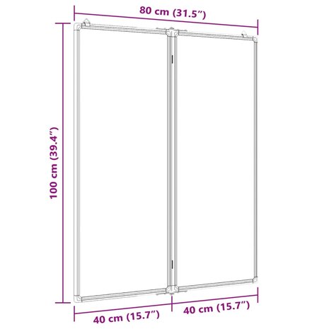 Whiteboard magnetisch inklapbaar 80x100x1,7 cm aluminium 7