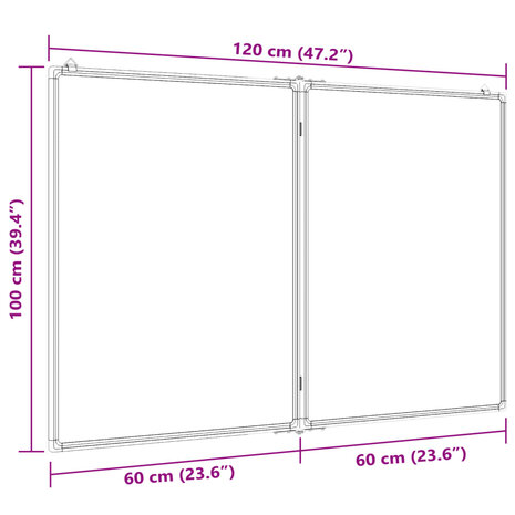 Whiteboard magnetisch inklapbaar 120x100x1,7 cm aluminium 7