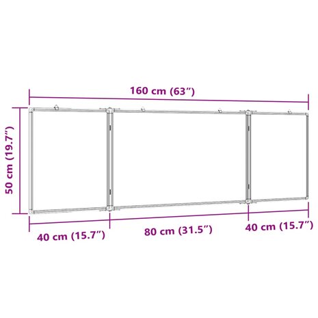 Whiteboard magnetisch inklapbaar 160x50x1,7 cm aluminium 7