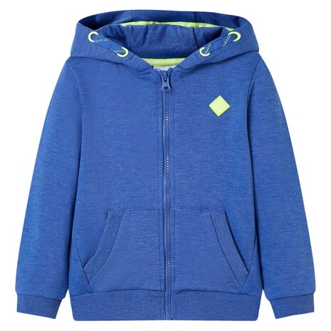 Kindervest met capuchon en rits 92 gemêleerd blauw 1