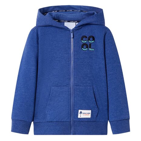 Kindervest met capuchon en rits 128 gemêleerd donkerblauw 1