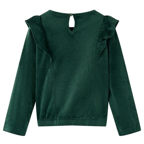 Kinderblouse met ruches 104 donkergroen 2