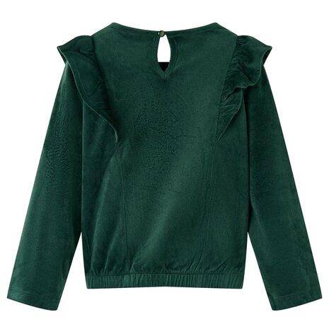 Kinderblouse met ruches 140 donkergroen 2