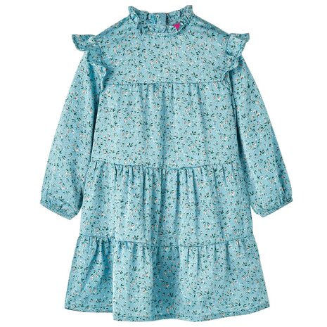 Kinderjurk met lange mouwen 140 blauw 1