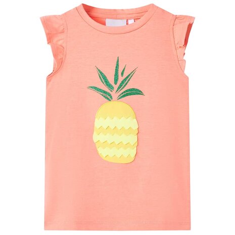 Kindershirt 116 neonkoraal 1