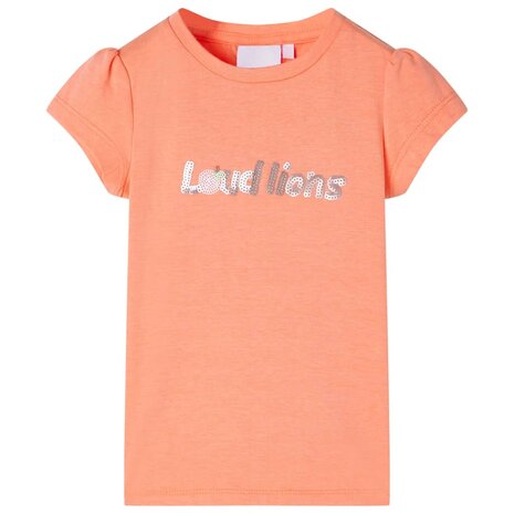 Kindershirt met kapmouwen 104 neonoranje 1