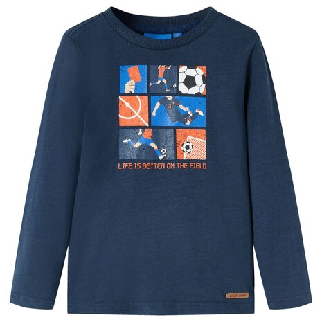 Kindershirt met lange mouwen 92 gemêleerd marineblauw 1