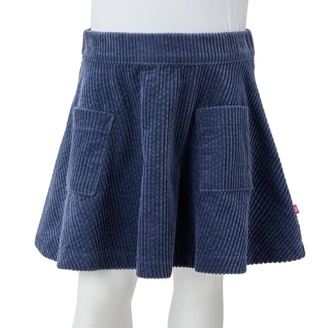 Kinderrok met zakken ribfluweel 116 marineblauw 8