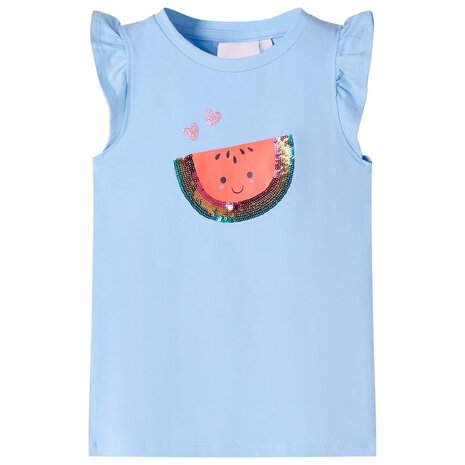 Kindershirt met ruches aan de mouwen 140 lichtblauw 1