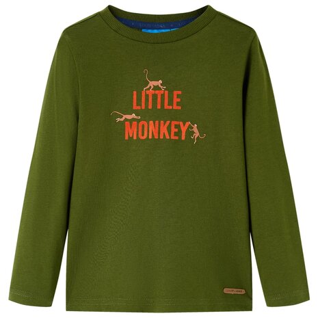 Kindershirt met lange mouwen 104 donkerkakikleurig 1