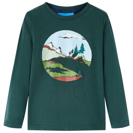 Kindershirt met lange mouwen 116 donkergroen 1