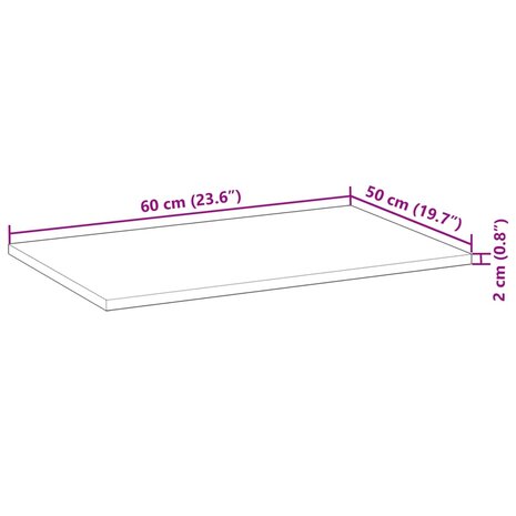 Bureaublad 60x50x2 cm onbehandeld massief acaciahout 8