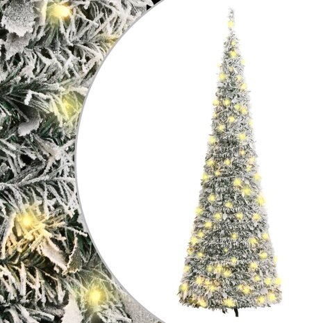 Kunstkerstboom pop-up met sneeuw 200 LED&apos;s 210 cm 1