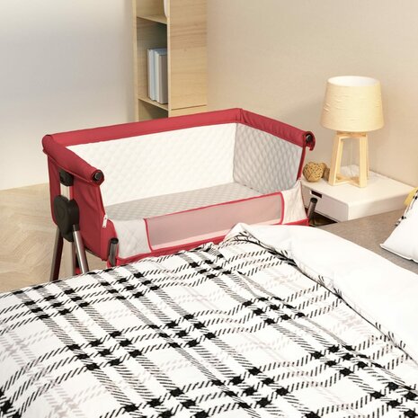 Babybox met matras linnen rood 1