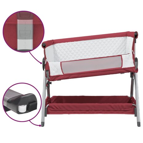 Babybox met matras linnen rood 7