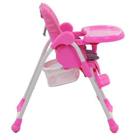 Kinderstoel hoog roze en grijs 6