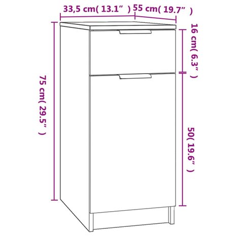 Bureaukast 33,5x50x75 cm bewerkt hout zwart 10