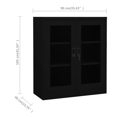 Kantoorkast 90x40x105 cm staal zwart 8