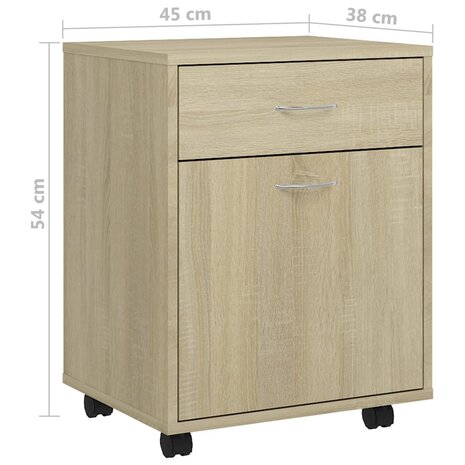 Rolkast 45x38x54 cm bewerkt hout sonoma eikenkleurig 8