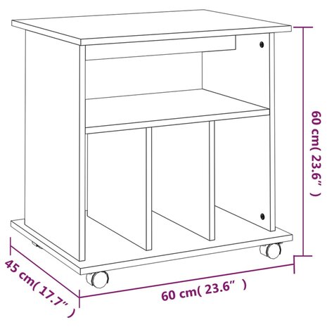 Rolkast 60x45x60 cm bewerkt hout grijs sonoma eiken 8