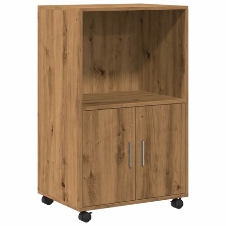 Rolkast 55x40x91 cm bewerkt hout artisanaal eikenkleurig 2