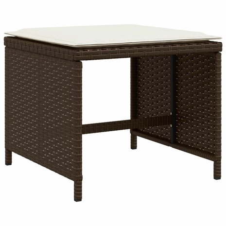 Tuinkrukken 4 st met kussens 41x41x36 cm poly rattan bruin 4