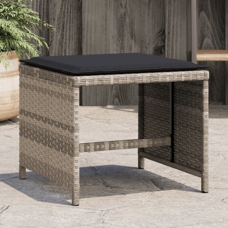 Tuinkrukken 4 st met kussens 41x41x36 cm poly rattan lichtgrijs 1