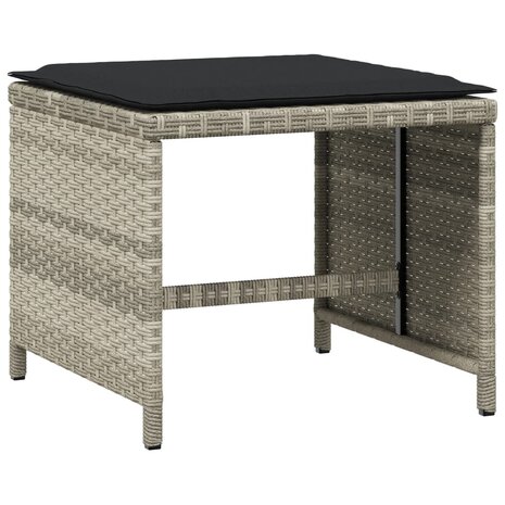 Tuinkrukken 4 st met kussens 41x41x36 cm poly rattan lichtgrijs 4