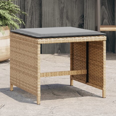 Tuinkrukken 4 st met kussens 41x41x36 cm poly rattan beige 1