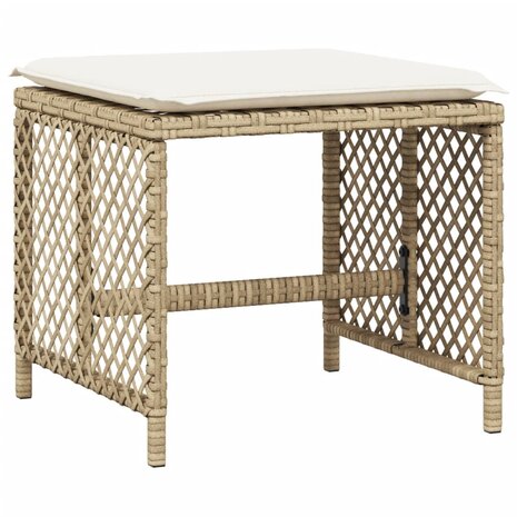 Tuinkrukken 4 st met kussens 41x41x36 cm poly rattan beige 4