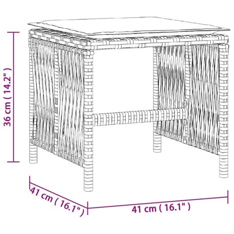 Tuinkrukken 4 st met kussens 41x41x36 cm poly rattan zwart 11