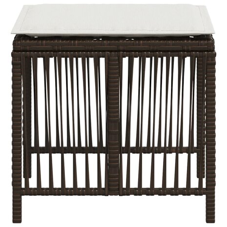 Tuinkrukken 4 st met kussens 41x41x36 cm poly rattan bruin 6