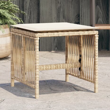 Tuinkrukken 4 st met kussens 41x41x36 cm poly rattan beige 1