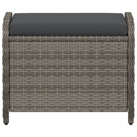 Tuinkruk met kussen 58x46x46 cm poly rattan grijs 4