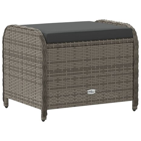 Tuinkruk met kussen 58x46x46 cm poly rattan grijs 6