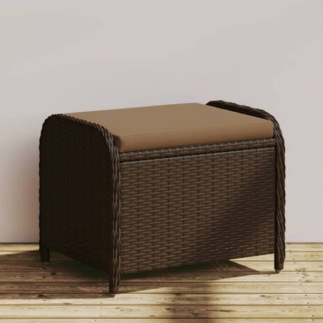 Tuinkruk met kussen 58x46x46 cm poly rattan bruin 1