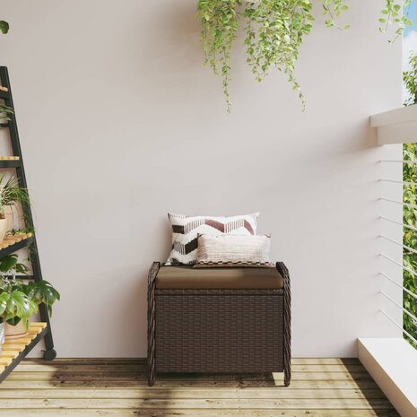 Tuinkruk met kussen 58x46x46 cm poly rattan bruin 3