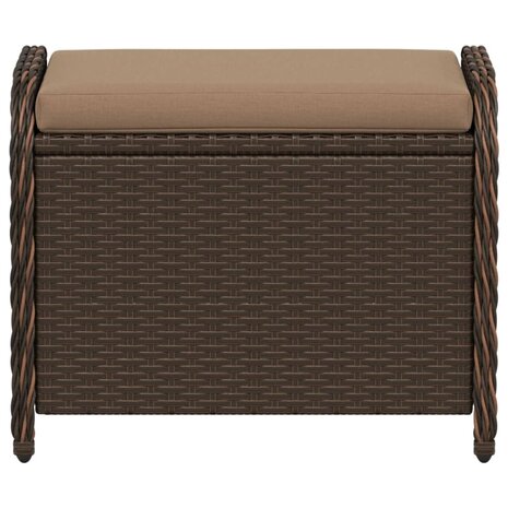 Tuinkruk met kussen 58x46x46 cm poly rattan bruin 4