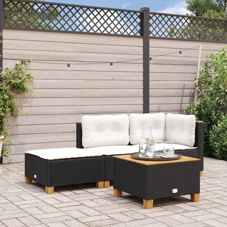 Tuinkruk met kussen 63,5x56x32 cm poly rattan zwart 1