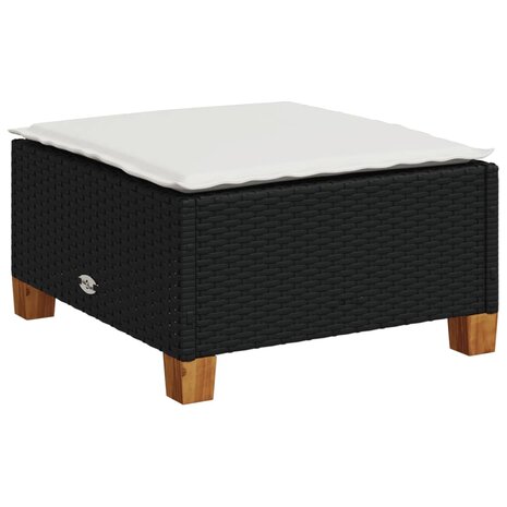 Tuinkruk met kussen 63,5x56x32 cm poly rattan zwart 2