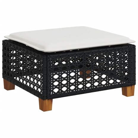 Tuinkruk met kussen 63,5x56x32 cm poly rattan zwart 2