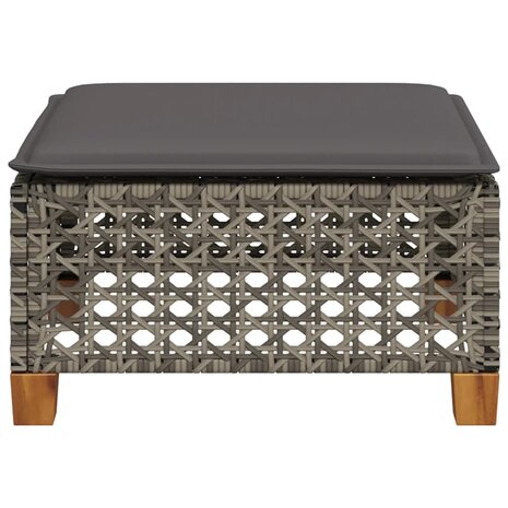 Tuinkruk met kussen 63,5x56x32 cm poly rattan grijs 4