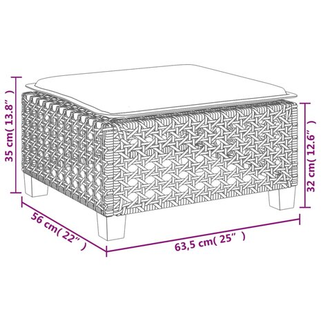 Tuinkruk met kussen 63,5x56x32 cm poly rattan grijs 9