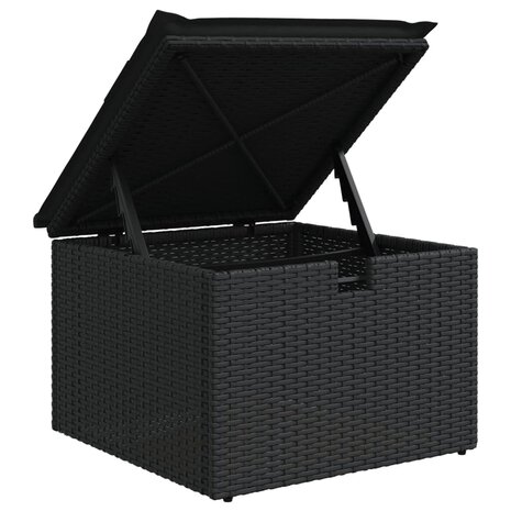 Tuinkruk met kussen 55x55x37 cm poly rattan zwart 9