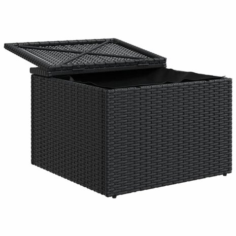 Tuinkruk met kussen 55x55x37 cm poly rattan zwart 7