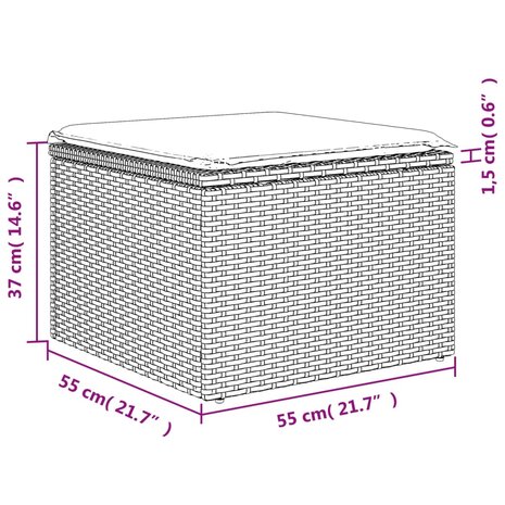 Tuinkruk met kussen 55x55x37 cm poly rattan zwart 10