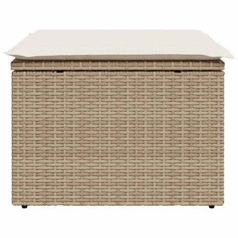 Tuinkruk met kussen 55x55x37 cm poly rattan beige 4