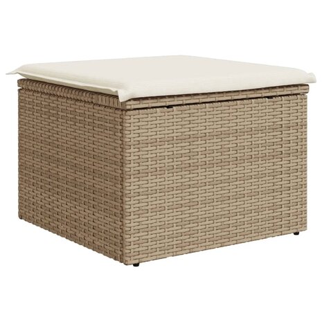 Tuinkruk met kussen 55x55x37 cm poly rattan beige 6